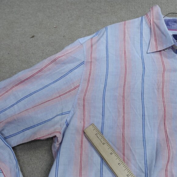 Tommy Bahama Shirt 3XL Blue Striped Long Sleeve Linen Blend - Picture 3 of 7